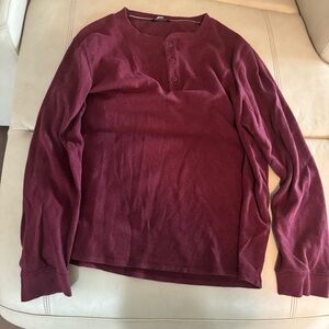 Burgundy Long Sleeve Henley Shirt